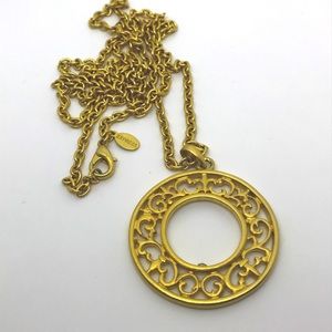 Express Long Chain Necklace with Circle Pendant